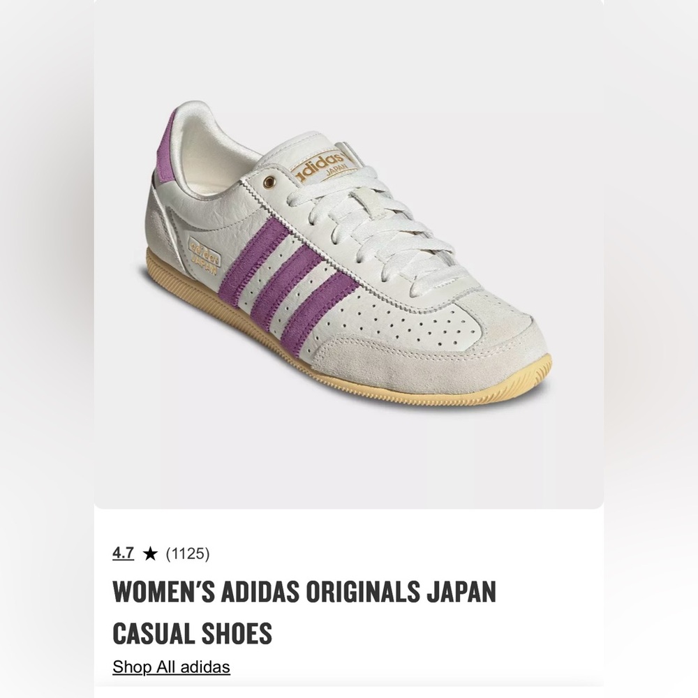 adidas Women’s Japan Sneaker – White with Purple Stripes